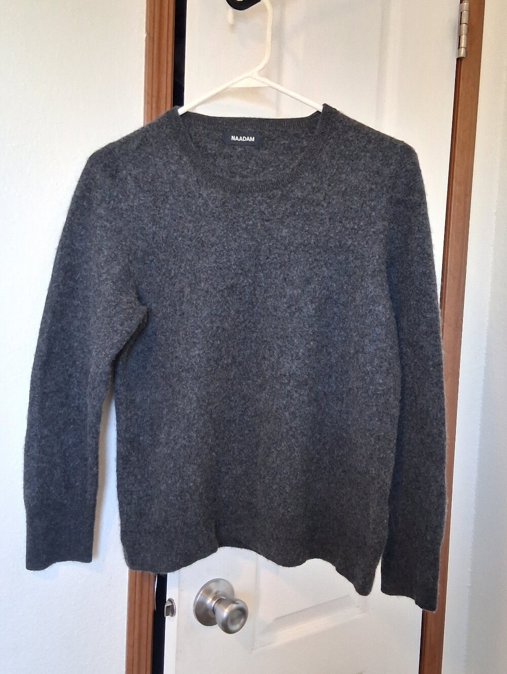NAADAM Charcoal Black Crewnwck Sweater 100% Cashmere SzS Minimalist Soft